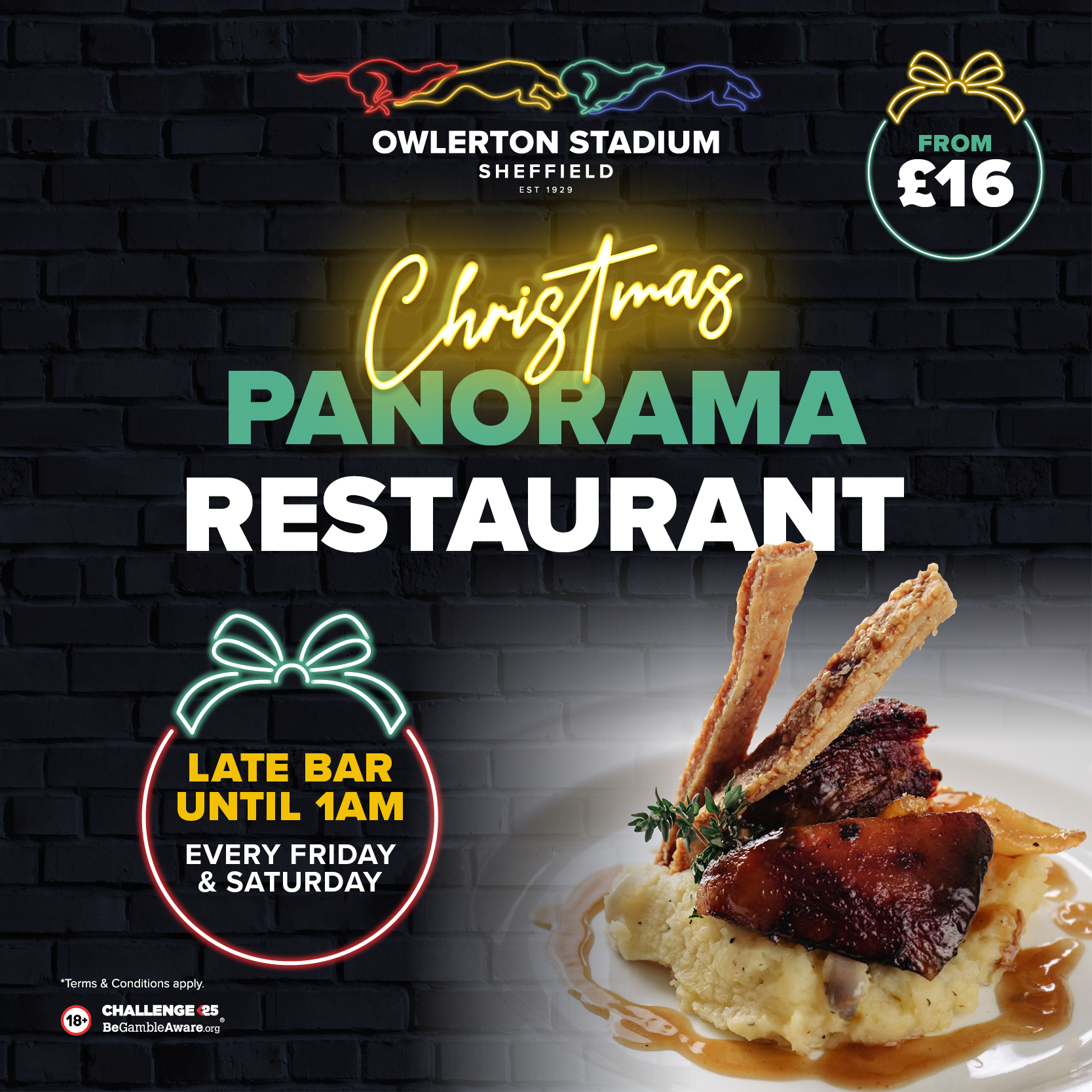 Panorama Restaurant Festive Dining - Christmas in Sheffield - Owlerton Stadium